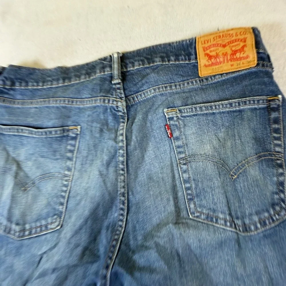 Levis 513 Slim Straight Leg Jeans‎ Mens 34x30 Medium Wash Blue Denim 7621